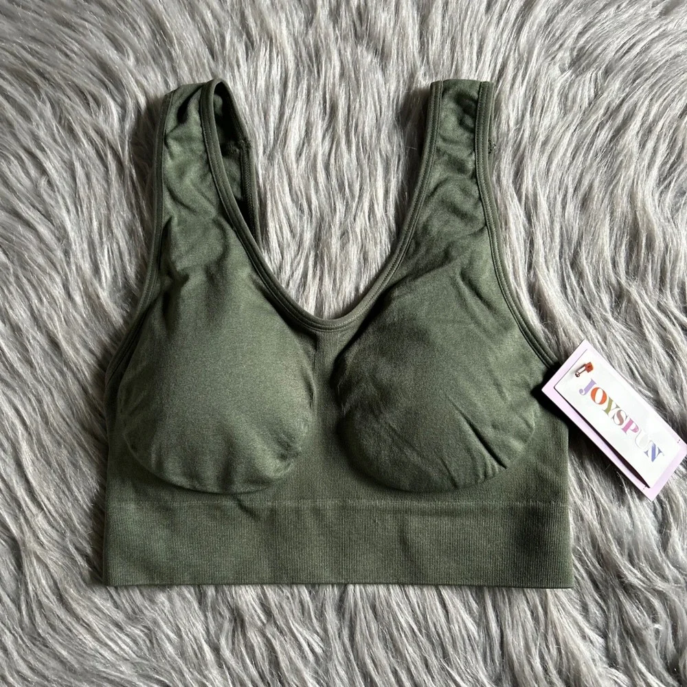 Joyspun Comfy Wireless‎ Bra Women's Size Medium Green Stretchy Pull Over NEW